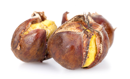 Shedding sugar fry chestnut on white backgroundの写真素材