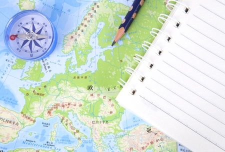 European tourism map close up viewのeditorial素材