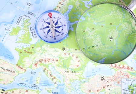 European  close up view on mapのeditorial素材
