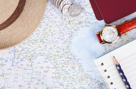 Vietnam Tourism close up view on mapのeditorial素材