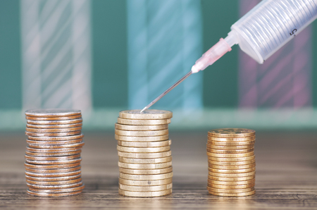 Financial concept with coin stacksの写真素材