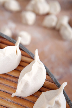 A row of dumplings close up viewの写真素材