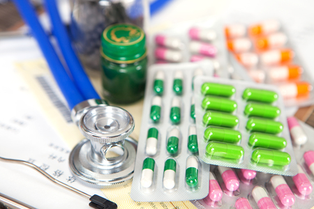 Drugs on the tableの写真素材