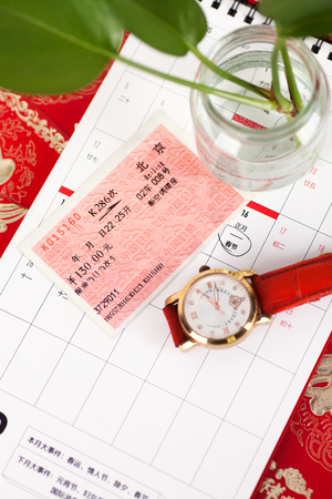 A train ticket on a calendarのeditorial素材