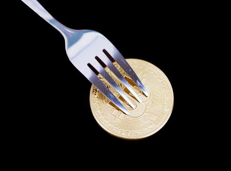 A fork in a bitcoinの写真素材