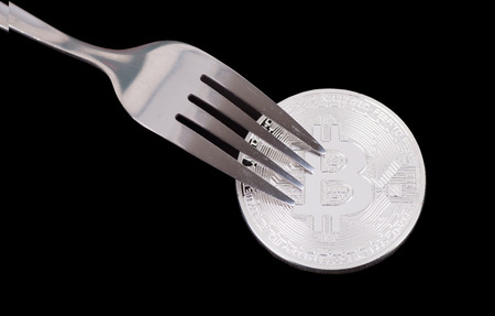 A fork in a bitcoinの写真素材