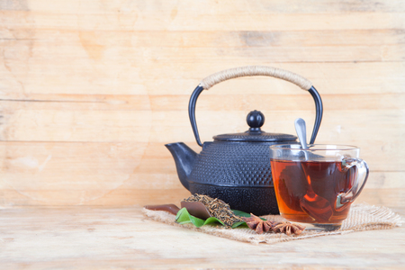 Black tea in winterの写真素材