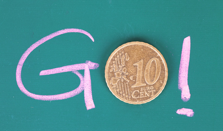 The go of chalk words and coinsの写真素材