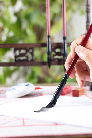 Writing calligraphyの写真素材