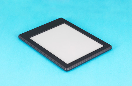 E-reader on blue background