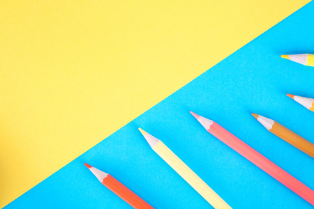 Colored pencils on a soft backgroundの写真素材