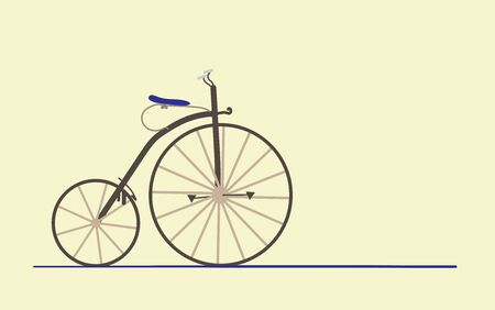 retro bicycle with different sized wheels of brown color on a light yellow background. side viewのイラスト素材