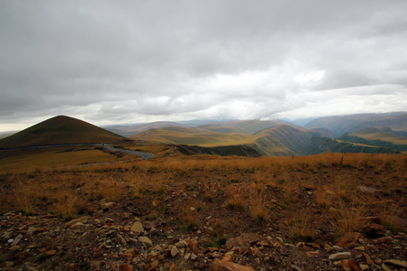 View of the mountains and the valleyの写真素材