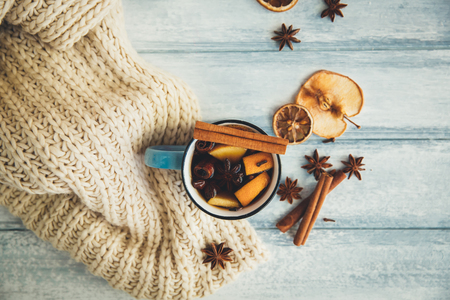 Traditional mulled wine with spicesの写真素材
