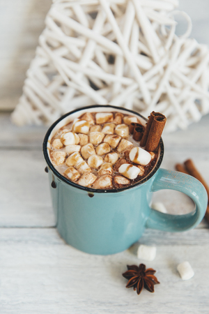 Hot chocolate with marshmallow.の写真素材