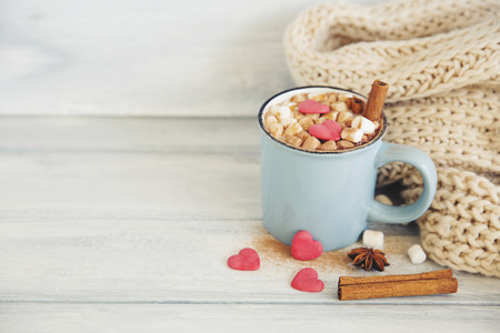 Hot chocolate with marshmallow.の写真素材