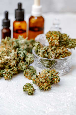Cannabis CBD oil hemp products cannabis oil, CBD oil cannabis extract, Medical cannabis concept.の写真素材