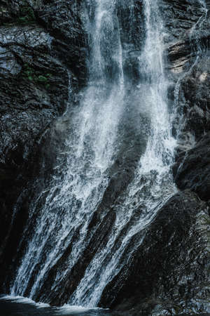 mountain waterfall tourist travel active image of life vacation