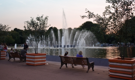Summer evening at Gorky park  Moscow のeditorial素材