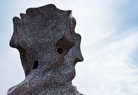 Fragment of Antonio Gaudi s chimneys  Casa Mila Barcelona  のeditorial素材