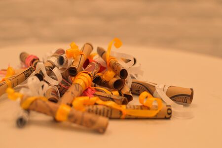 paper roll with predictions of destinyの写真素材