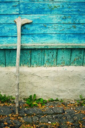 old wooden crutch for the pensionerの写真素材