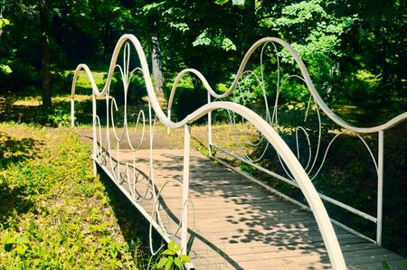 the white metal forged bridgeの写真素材