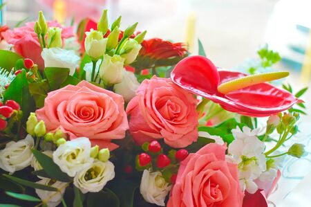 Bouquet in hat boxの写真素材