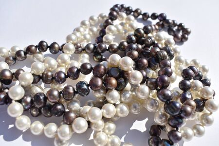 Glamorous background with antique tinted. Natural sea pearls.