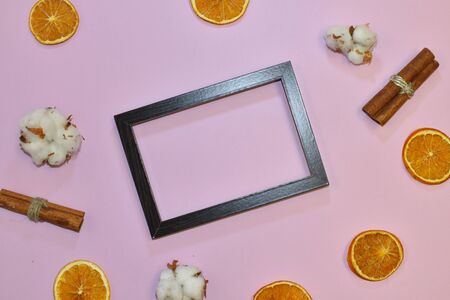 Minimalistic delicate background with decor. Place for text.の写真素材