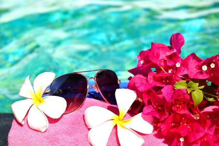 Relaxing treatments. Vacation and travel concept at sea. Pool at the luxury hotel.の写真素材