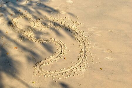 Footprint in the sand. Stop at the beach. The rest of the sea.の写真素材