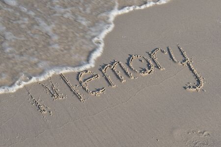 Summer memories. Drawings in the sand. Beach painted picture. Vacation in the tropics. Happy summer time at sea.の写真素材