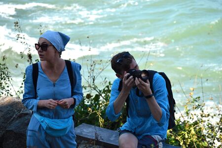 Travel photography in Asia. A couple of travelers on the sea. The couple at the wild rest.のeditorial素材