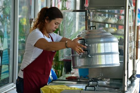street food preparation in Asia.のeditorial素材