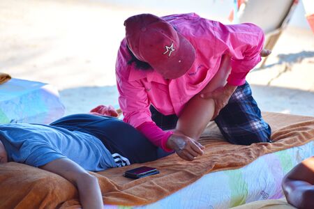 Relax massage on the beach. Thai street massageのeditorial素材