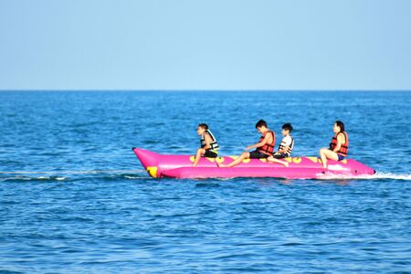 Water rides on the sea. water sports on the beach. rent of water equipmentのeditorial素材