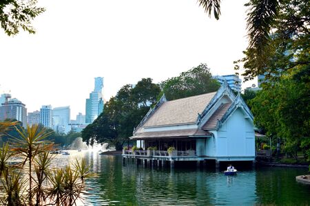 The house on the lake. Traditional Asian Park. Park in the cityの写真素材