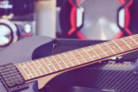 Electric guitar. Music and melody. Singing to the music. string melody.の写真素材