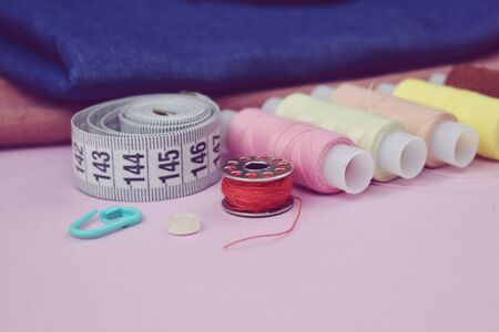 Sewing and knitting background. Women's needlework livelihood.