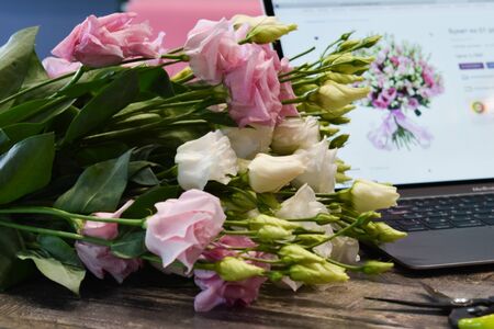 Flowers delivered to the house. Pink delicate flowers