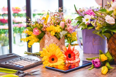 Flower gift. March 8. Flowers for a birthdayの写真素材