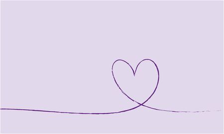 Minimalistic romantic drawing poster. Line heart sketchの写真素材