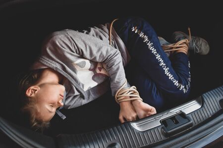 missing children. Assault and theft of children. Children are in danger.の写真素材