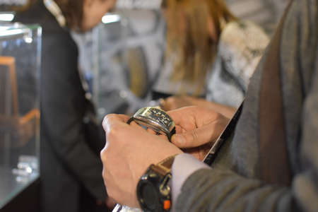 Moscow. April 2021. The largest international forum on cryptocurrency and blockchain. Swiss expensive watches. Luxury Swiss watch brand Franck Mullerのeditorial素材