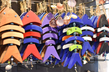 ethnic dreamcatchers souvenirs are sold in the shop. mascots souvenir travel shop
