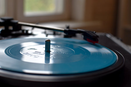 musical modern gramophone for playing vinyl recordsのeditorial素材