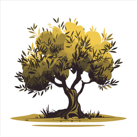 Olive tree vector illustration isolated on white background. Olive tree silhouettes.のイラスト素材