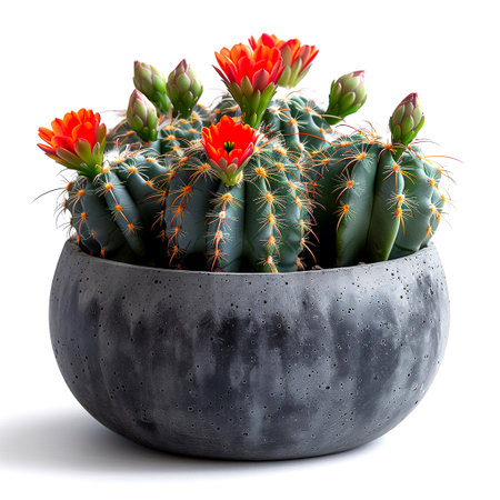 Cactus in pot isolated on white background. 3d rendering.の素材