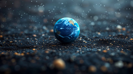Earth planet in the sand. 3d illustration. Elements of this image furnished by NASAの素材